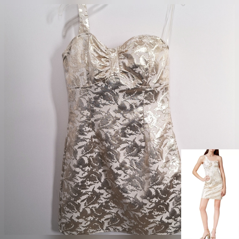 🩵NEW🩵Glam Metallic Gold Patterned Dress MEDIUM🤍
